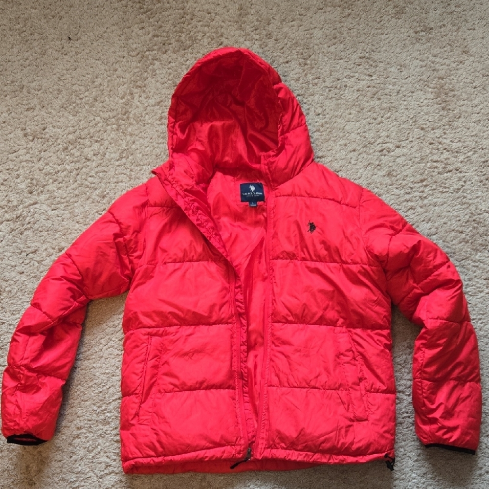 U.S. Polo Assn. Men's Red Puffer Jacket. Worn Once, Great Condition.